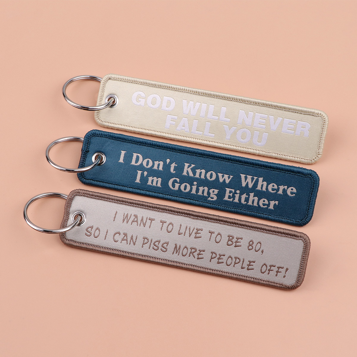 Men'S Accessories Quotes - Vintage Quote Embroidered Keychain Funny I