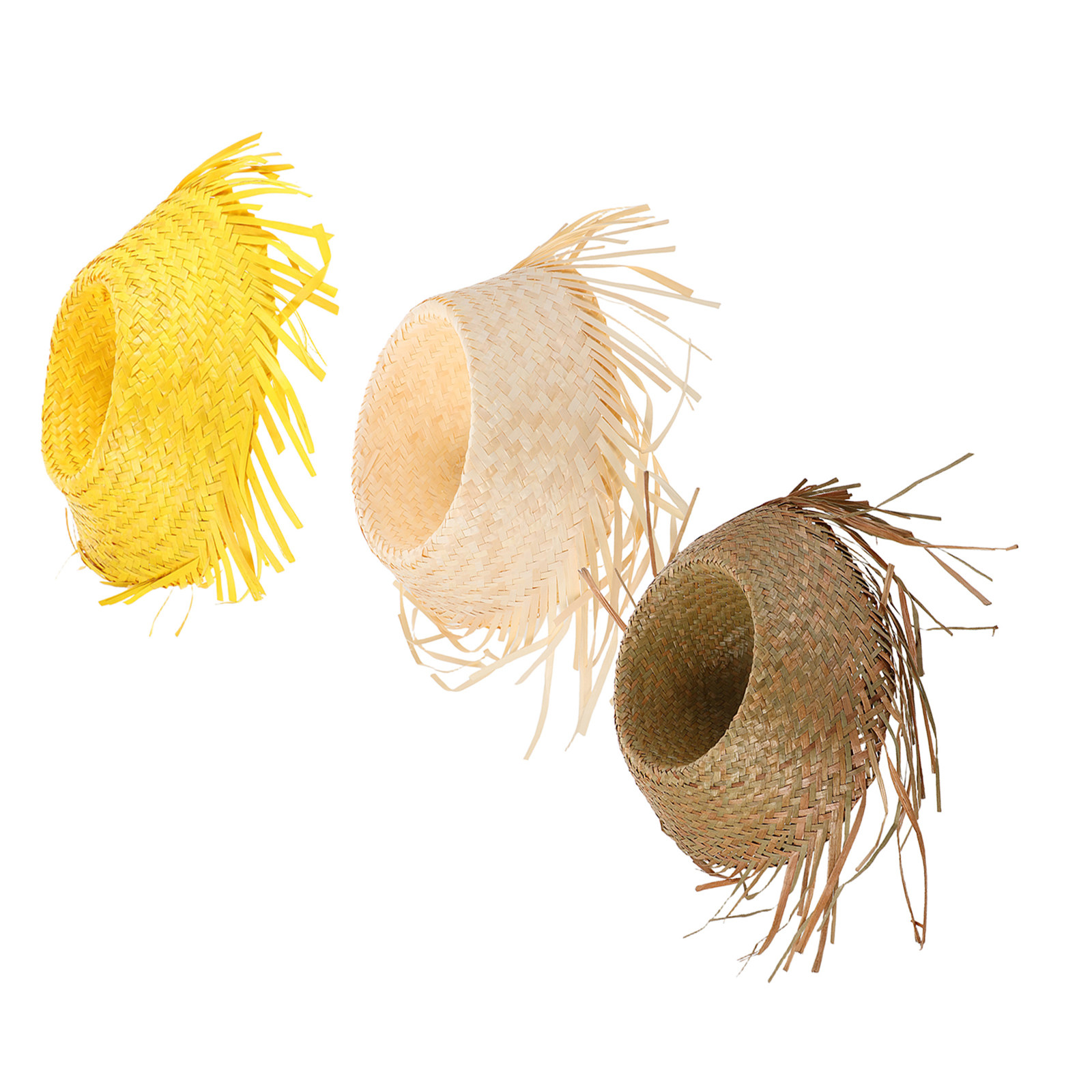Men'S Vacation Accessories - 3Pcs Hawaiian Straw Hat Tropical Island