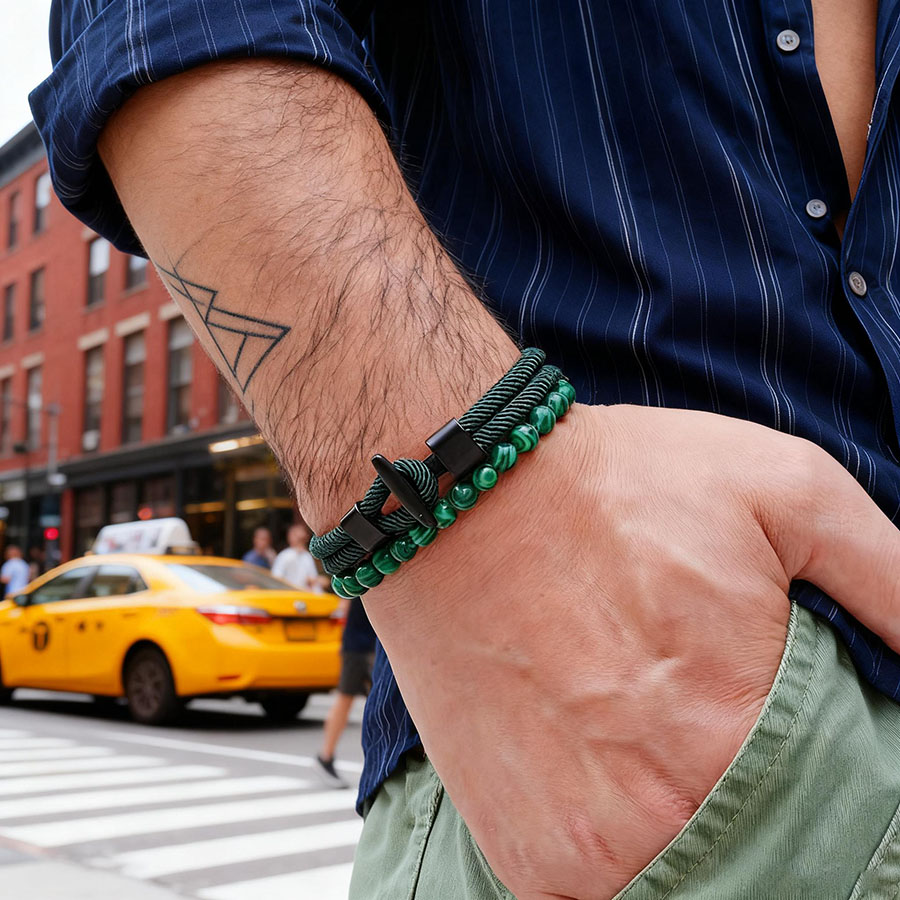 Men'S Vacation Accessories - Unique Anchor 2Pcs Man Bracelet Set