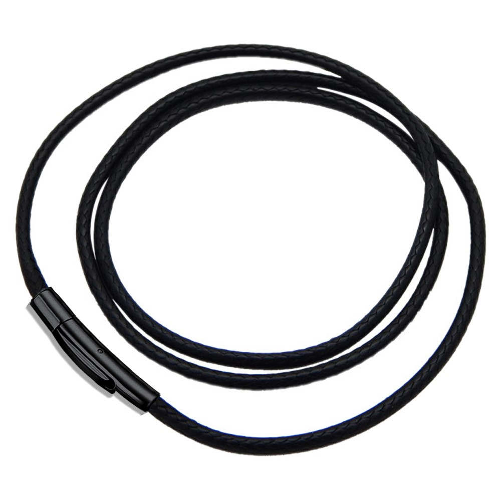 Men Accessories Chain - 2MM/3MM 45/50/60cm Black Waterproof Braided Leather