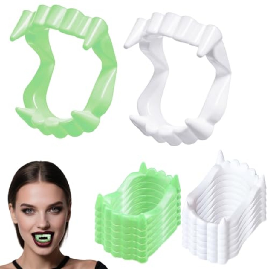 12 Pcs Halloween White Teeth F - Men'S Vampire Accessories recension och pris