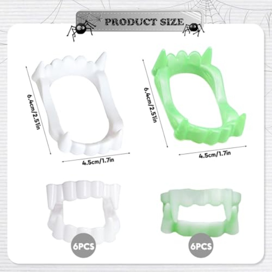 12 Pcs Halloween White Teeth F - Men'S Vampire Accessories recension och pris