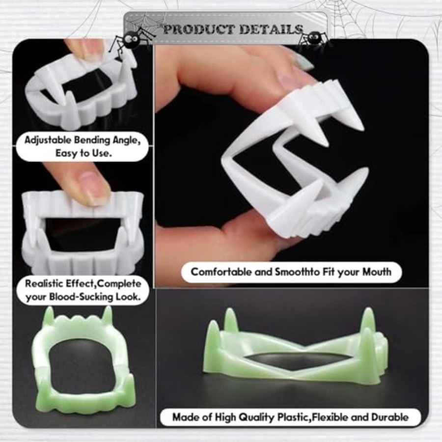 12 Pcs Halloween White Teeth F - Men'S Vampire Accessories recension och pris