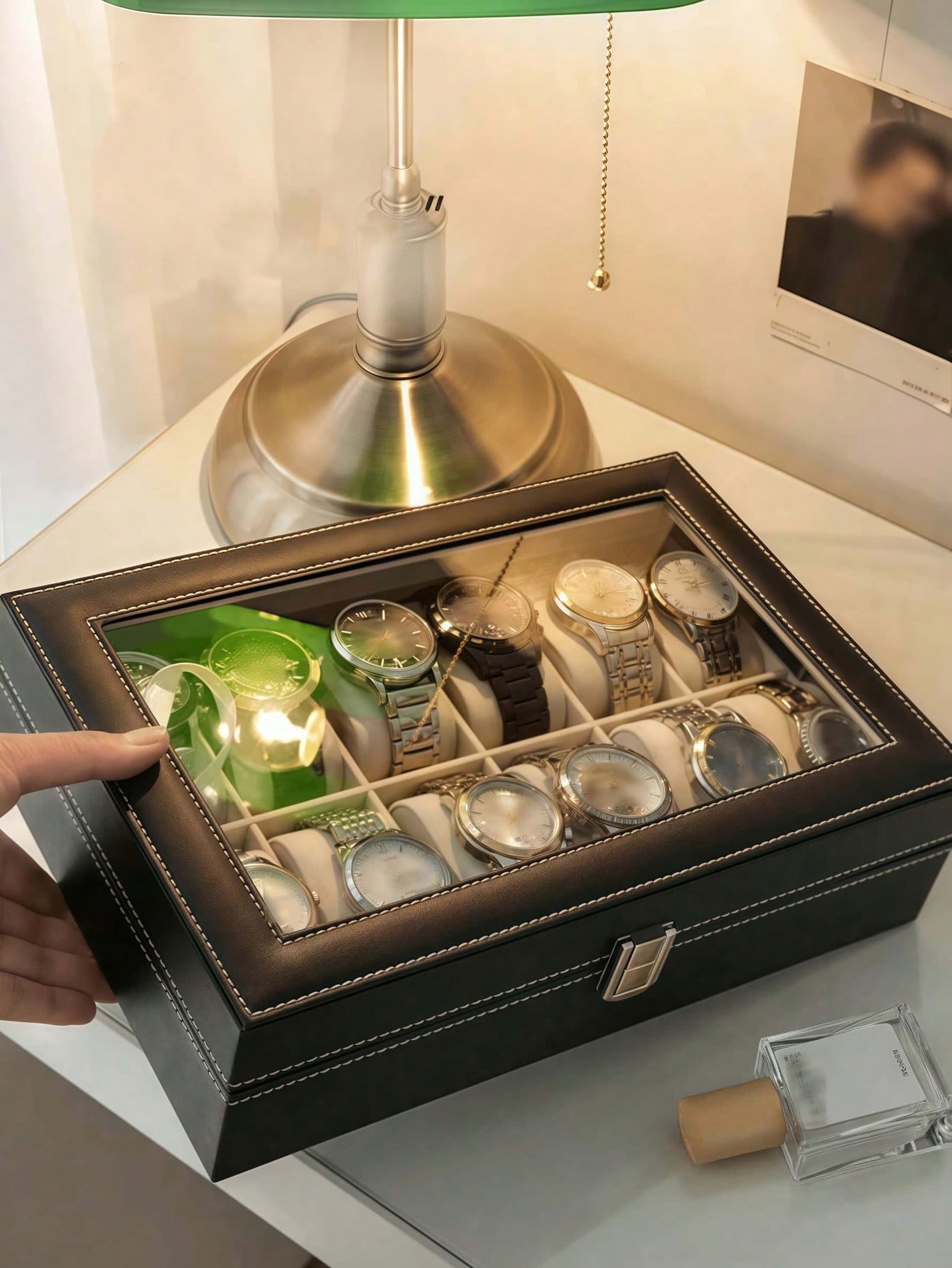 Leather Watch Box with Lock, L - Men Accessories Box recension och pris