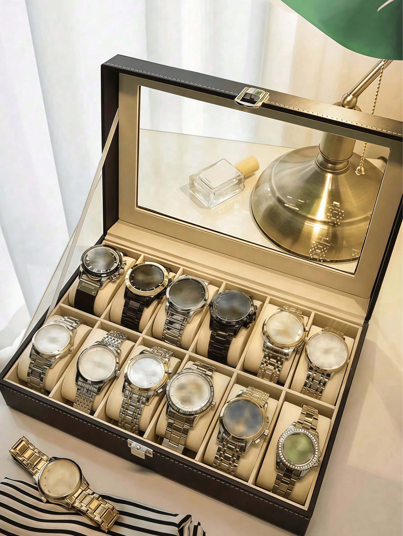 Leather Watch Box with Lock, L - Men Accessories Box recension och pris